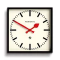 Produktbild: NEWGATE® Number Five wanduhr | Quadratische Retro inspiriert Moderne bahnhofsuhr | 40cm | Schwarz mit roten zeigern | Mid Century Stil für küche, Wohnzimmer oder büro