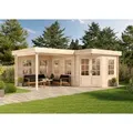 Produktbild: Alpholz 5-eck Gartenhaus Pepe Gartenhaus Aus Holz, Holzhaus Mit 28 Mm Wandstärke Inklusive Terrasse, Blockbohlenhaus Mit Montagematerial