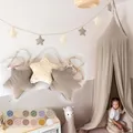Produktbild: LILIMAUS Sternen Wimpelkette Stoff - Mit Goldapplikation in 12 Farben - 100% Baumwolle Handmade - Musselin Wimpelkette für Kinderzimmer - Hausbett Deko für Mädchen & Jungen