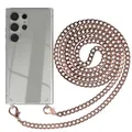 Produktbild: EAZY CASE Handykette kompatibel mit Samsung Galaxy S24 Ultra Handyhülle mit Metall Umhängeband und Ersatz Kordel schwarz, Handykordel mit Schutzhülle, Kette mit Smartphone Hülle, Metall – Rosé-Gold