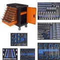 Produktbild: Holmwerk Werkzeugwagen bestückt 252 TLG. XXL Werkstattwagen gefüllt 7 Schubladen + Seitenfach abschließbar 6 bestückte Schubladen mit Schaumstoffeinlagen | Montagewagen Assistent (orange)