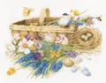 Produktbild: Lanarte PN-0155029 Frühlingsblumen Korb mit Vogelnest Kreuzstichpackung
