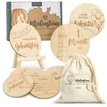 Produktbild: AMARI ® Meilensteinkarten Baby aus Holz (42 Stück) - Baby Geschenk zur Geburt - Babyparty Deko, Babygeschenk Junge Mädchen, Babygeschenke, Geschenk Geburt Neugeborene Babyshower