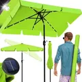 Produktbild: Sonnenschirm Balkonschirm led Solar mit Kurbel Inkl. 2in1 Schutzhülle Transporttasche Gartenschirm Schirm für Balkon Garten & Terrasse Hellgrün /