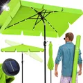 Produktbild: KESSER® Sonnenschirm Balkonschirm Rechteckig LED Solar mit Kurbel Inkl. 2in1 Schutzhülle, Gartenschirm, Schirm 205 × 125cm für Balkon Garten & Terrasse verstellbar knickbar Grün