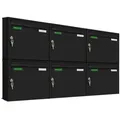 Produktbild: AL Briefkastensysteme 6 x Basic Wand Briefkasten in RAL Farbe 9005 Tief Schwarz für Post A4, wetterfest, Artikelnummer: 431P6EA3P9005