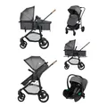 Produktbild: Bebeconfort Haze Trio, Kinderwagen 3-in-1 Komplettset, 0–4 Jahre, max. 22 kg, 2-in-1-Sitzeinheit, wendbarer und leichter Baby-Kinderwagen, i-Size-Babyschale, kompakt zusammenklappbar, Tinted Stone