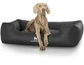 Produktbild: Knuffelwuff Orthopädisches Hundebett Madison aus laser-gestepptem Kunstleder Übergröße XXXL 155cm x 105cm Schwarz - abnehmbarer Bezug - leicht zu reinigen - für große, mittelgroße und kleine Hunde