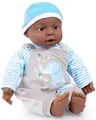 Produktbild: Bayer Design 94001AH Funktionspuppe, Babypuppe Interaktiv, Junge, sprechend, weicher Körper, 40 cm, dunkelhäutig, Blau