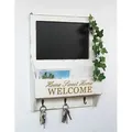 Produktbild: Wandorganizer Vintage Schlüsselbrett Holz Mit Ablage 93751 Weiß 40 Cm Schlüsselboard Briefablage Kreidetafel Schlüsselkasten Shabby Chic Memoboard - Dandibo