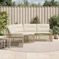 Produktbild: Gartensofa in L-Form mit Kissen und Fußbank Beige Poly Rattan