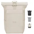 Produktbild: Rucksack Damen Herren Beige - No 4 - Rolltop Backpack mit Laptopfach Uni Arbe...