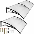 Produktbild: Defacto Vordach Überdachung Haustürvordach Polycarbonat-Solide klar inkl. Montagematerial 100x190cm Kunststoff schwarz