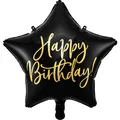 Produktbild: Partydeco Folienballon Happy Birhtday Schwarzer Stern (40cm) (1 x) (FB93-010)