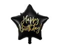Produktbild: Folienballon Stern 40cm mit Schrift Happy Birthday für Helium Luftballon Geburtstag schwarz gold