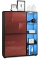 Produktbild: Vladon Highboard Cuba (Anrichte mit 2 Türen, und 4 offene Fächer inkl. RGB LED Beleuchtung), Schwarz matt/Bordeaux Hochglanz (79 x 105,5 x 35,5 cm)