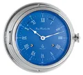 Produktbild: Glasenuhr Schiffsuhr verchromt Glasen-Schlagwerk mechanisch Federaufzug Zifferblatt blau Hermle 35067-000132