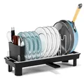 Produktbild: Gaethra Abtropfgestell Geschirr Klein, Rostfreies Geschirrabtropfgestell, Abtropfgitter Spüle mit Abtropfschale & Utensilienhalter, Dish Drying Rack für Küche, Camping, Wohnwagen