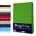 Produktbild: Buymax® Spannbettlaken 90x200cm Doppelpack 100% Baumwolle Spannbetttuch Bettlaken Jersey, Matratzenhöhe bis 25 cm, Farbe Apfelgrün