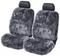 Produktbild: Torrex 2Stk Lammfell-Sitzbezug - kein Patchwork - Vollbezug mit allgemeiner Betriebserlaubnis (ABE) Universalgröße (Farbe Anthrazit, 2 Bezüge) – Größe 2 Stück