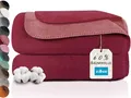 Produktbild: ZOLLNER Kuscheldecke zweifarbig in 150x200 cm - kuschelige Sofadecke in rot - waschbar bis 40°C - langlebiges Mischgewebe - Hotelwäschequalität - Oeko Tex® Zertifiziert