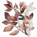 Produktbild: 20 Servietten Lovely Chickadee white Meise Vogel Blätter weiß braun Natur Deko