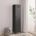 Produktbild: [en.casa] Kleiderschrank Seinäjoki Spind Kleiderspind Umkleidespind 180 x 38 x 38 cm Metallschrank Mehrzweckschrank abschließbar Garderobenschrank Umkleideschrank Allzweckschrank Stahl Schwarz