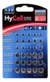 Produktbild: HyCell Alkaline Knopfzellen Set AG1, AG3, AG4, AG10, AG12, AG13, 30 Stück Knopfzelle