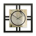 Produktbild: Kreative Feder Designer-WANDUHR „Elegant Leaves“ 40x40cm in modernem Metallic-Look schwarz-Gold ohne Tickgeräusche (Elegant Leaves, leises Quarzuhrwerk)