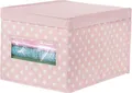 Produktbild: mDesign Aufbewahrungssystem Aufbewahrungsbox aus Stoff mDesign Kiste mit Deckel rosa/weiß gepunk