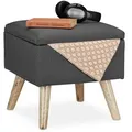 Produktbild: Relaxdays Hocker, Grau, Holzwerkstoff, Textil, Holz, 40x40x40 cm, Wohnzimmer, Hocker, Sitzhocker