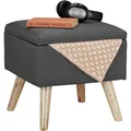 Produktbild: Relaxdays Hocker mit Stauraum, Kunstleinen-Bezug, gepolstert, Holzbeine, Fu ...