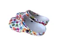 Produktbild: VewoTex Damen Clogs Blumen » günstige Damenschuhe » Blumenmuster Badeschlappen Clog (1 Paar Schuhe, 2-tlg., Kein Set) » Sommer Garten Schuhe » Badelatschen mit Riemen und Cut-Outs