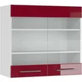 Produktbild: Vicco Küchenglasschrank Fame-Line Glashängeschrank Bordeaux Hochglanz/Weiß 80 cm