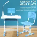 Produktbild: Kinderschreibtisch Set höhenverstellbar LED-Licht Bücherständer Blau