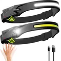 Produktbild: Olotos Stirnlampe LED COB XPE Kopflampe Scheinwerfer USB Wiederaufladbar mit Sensor (2 Stück Set), 5 Modi 1200mAh 230°Ultra Weitwinkel Licht IPX4 Wasserdicht
