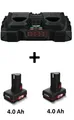 Produktbild: 2x PARKSIDE 12V 4Ah Akku PAPK 12 B3 + Akku Doppel-Ladegerät PDSLG 12 B X12V Team