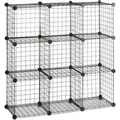 Produktbild: Relaxdays Steckregal Drahtgitter 9 Fächer Metall Modular 96 cm x 96 cm x 32 cm 6,8 kg