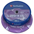 Produktbild: Verbatim DVD+R Double Layer Matt Silver 8.5GB, 25er Pack Spindel, DVD Rohlinge beschreibbar, 8-fache Brenngeschwindigkeit & Hardcoat Scratch Guard, Rohlinge DVD-R, DVD leer