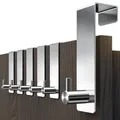 Produktbild: Menz Türhaken - 6 Stück Edelstahl Türhaken zum Einhängen, stabile Kleiderhaken Tür, Haken zum Einhängen als flexible Türgarderobe, Türhakenleiste