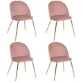 Produktbild: Esszimmerstuhl Tanya 4er-Set aus Samt, modern gepolstert, rosa, goldene Beine, bequem