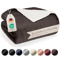 Produktbild: Blumtal Premium Sherpa Kuscheldecke flauschig 230x270 cm - Oeko-Tex zert. Sofa Decke mit Dicker Sherpa-Innenseite - super Flauschige Decke extra dick und wärmend - Plüschdecke - Dunkelbraun