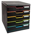 Produktbild: EXACOMPTA Schubladenbox Schubladenbox MODULO A4 5 geschlossene Schub Schwarz/Harlekin 301914D