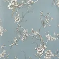 Produktbild: World of Wallpaper Chinoise Oriental Chinesisch Asiatisch inspirierte Tapete Tropische Vögel Blumen Schiefer Blaue 900102