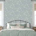 Produktbild: WOW Botanische Vliestapete Blumen Blätter Tropische Vögel Blau Slate Blue 900102