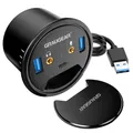 Produktbild: GRAUGEAR USB 3.0 Tisch HUB mit Audio- und Mikrofonanschluss, Schreibtischeinbau