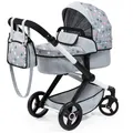 Produktbild: Bayer Design 17007AA Puppenwagen Xeo mit Tasche, höhenverstellbarer Griff, Schwenkschieber, wandelbar als Puppenjogger, bewegliche Vorderräder, integrierter Korb, Grau, Weiß, Rosa