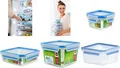 Produktbild: emsa Frischhaltedose CLIP & CLOSE, 1,3 Liter, quadratisch transparent mit blauen Clips, transportsicherer Clip - 1 Stück (3110600387)