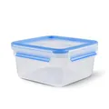 Produktbild: EMSA Clip & Close Frischhaltedose, quadratisch, 1,3 L, Aufbewahrungsbox, 100 Prozent dicht, spülmaschinen-, gefrier-, mikrowellenfest, Transparent, Blau, Made in Germany, N10113