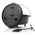 Produktbild: BBQ-Toro Dutch Oven Premium Serie | 7,3 Liter (DO6P), Topf mit Füße | bereits eingebrannt - preseasoned | Verschiedene Größen | Gusseisen Kochtopf | Bräter mit Deckelheber